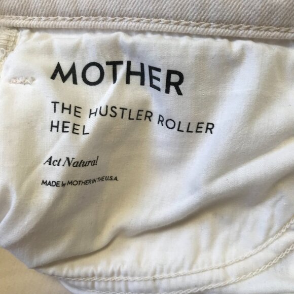 Mother the Hustler Roller Jeans Womens 33 Cream Act Natural High Rise Wide Leg - Picture 8 of 14